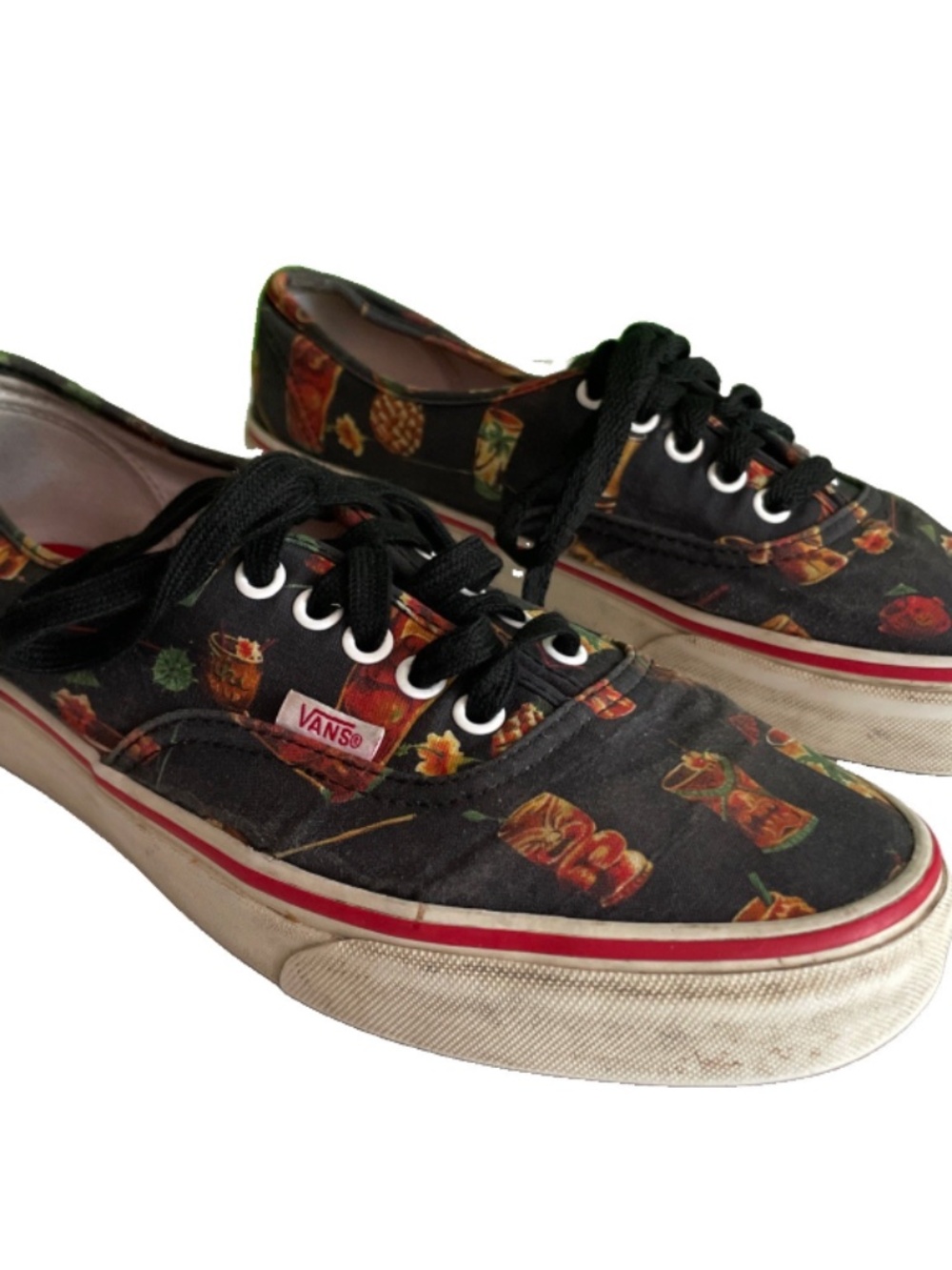 VANS Tiki Mug Drink Hawaii black canvas low sneaker shoe - Men's 8/ Womens 9.5